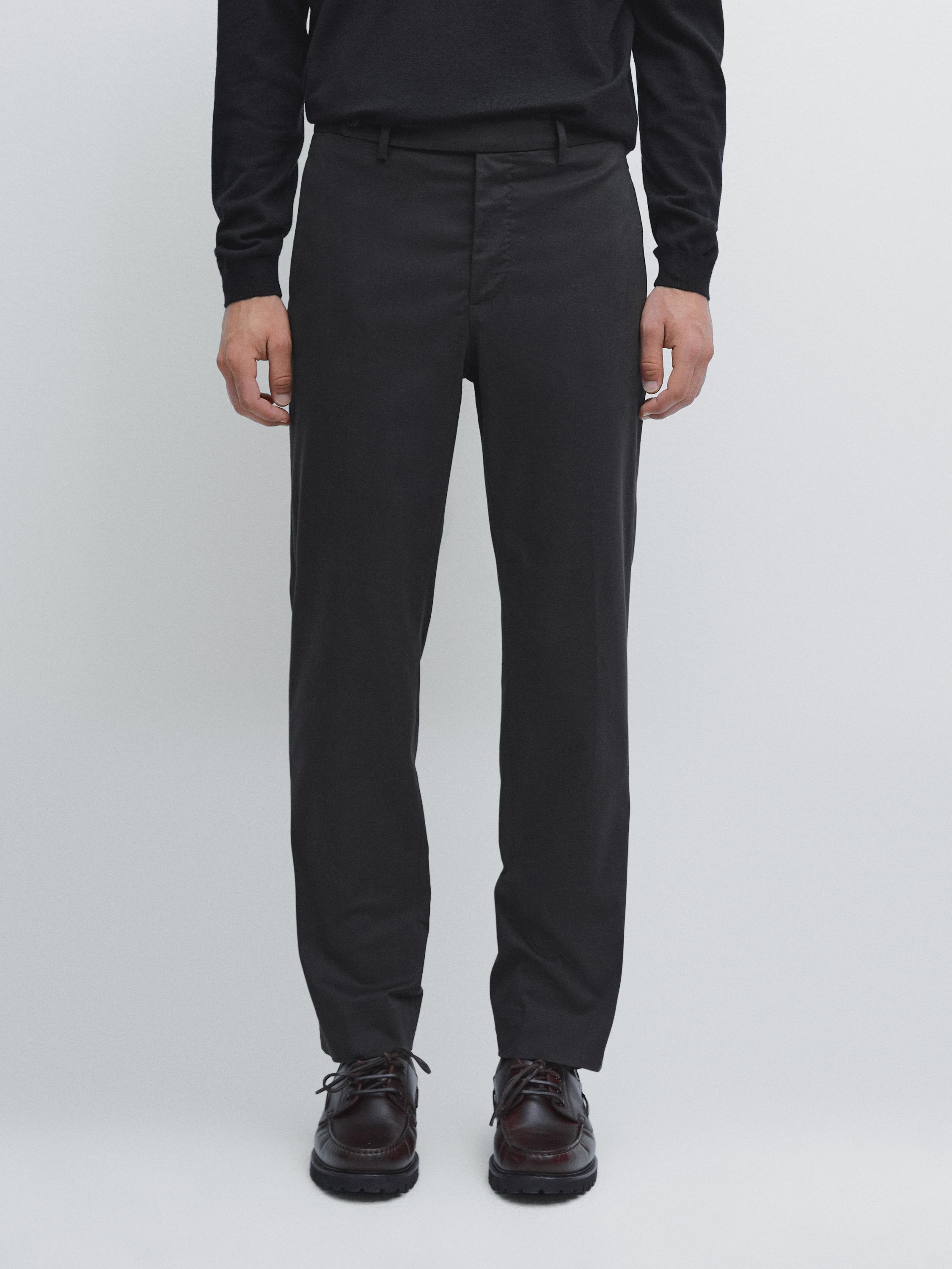 Cotton blend twill trousers